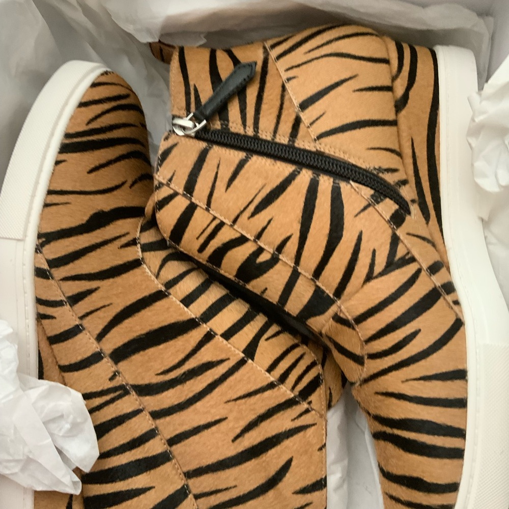 LINEA Paolo Anna Platform Wedge Sneaker Bootie Zebra Print Size 8 - Picture 6 of 7